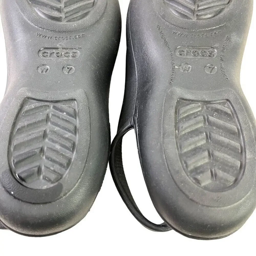 Crocs Olivia Womens Solid Black Slingback Flats Round Closed Toe Shoes sz 7